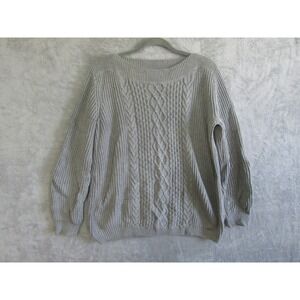 Tommy Hilfiger Cable Knit Boat Neck Sweater Light Gray Women's L G